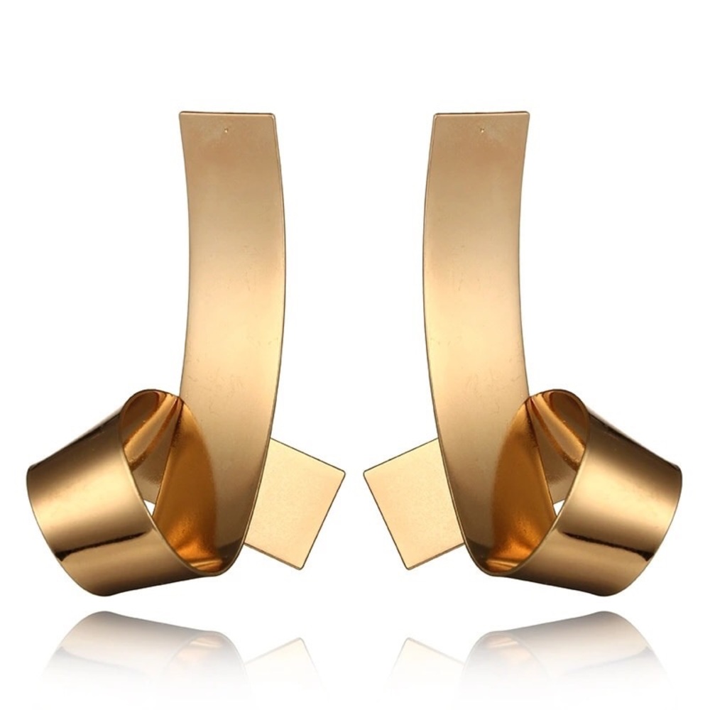 Golden Folded Strip Earrings